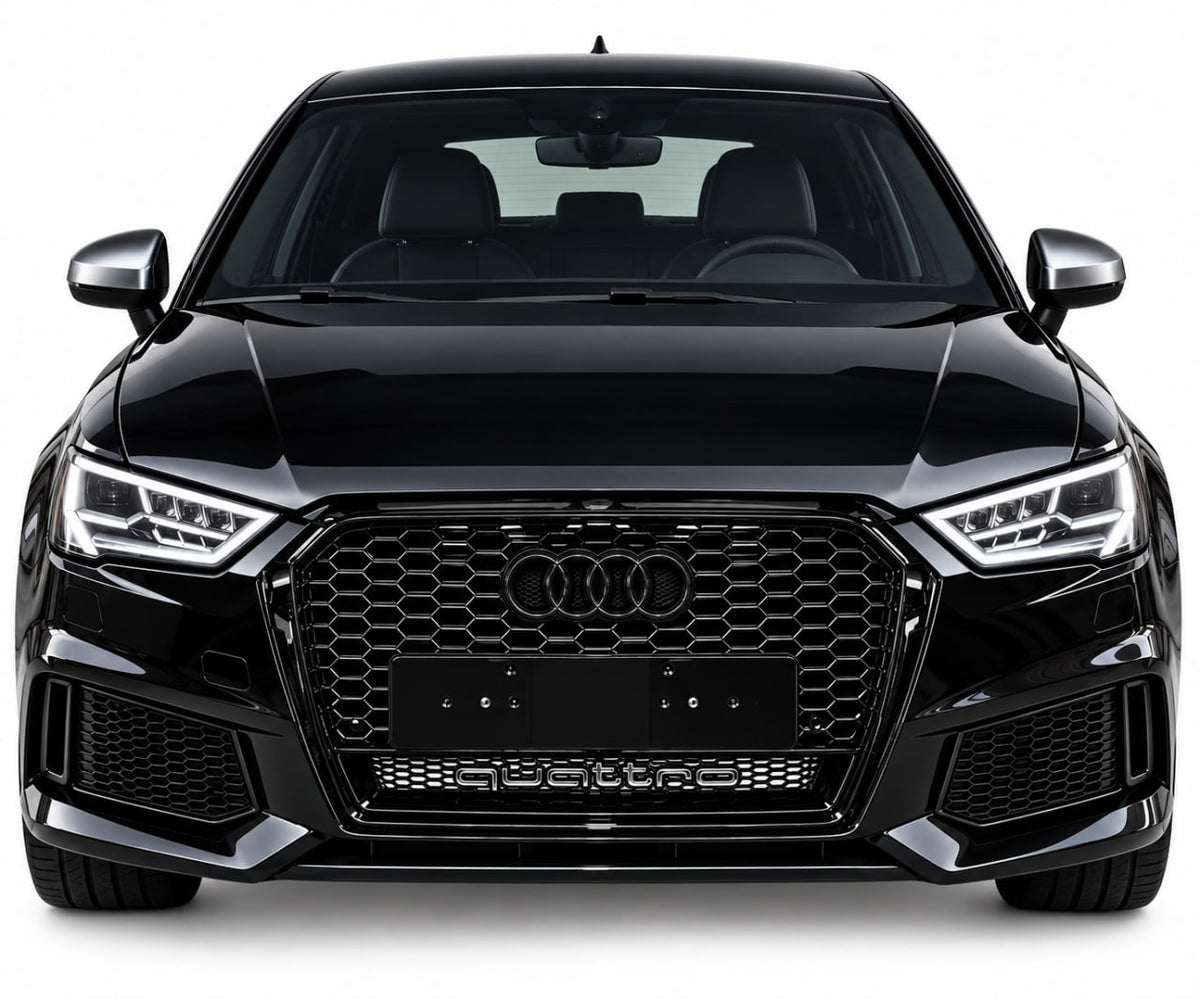 💕 ART.0966 GRIGLIA AUDI A1 8X LIFT 2016-2018 LOOK RS1 QUATTRO NERO LUCIDO💕