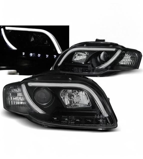 ๐ Fari Anteriori Adatto per Audi A4 B7 2004-2008 Tube Light Nero ๐