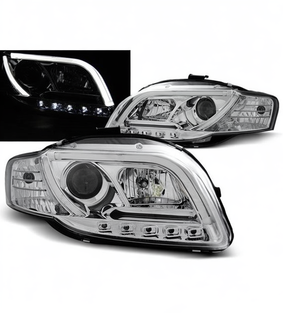 💕 Fari Anteriori Adatto per Audi A4 B7 2004-2008 Tube Light Cromato 💕