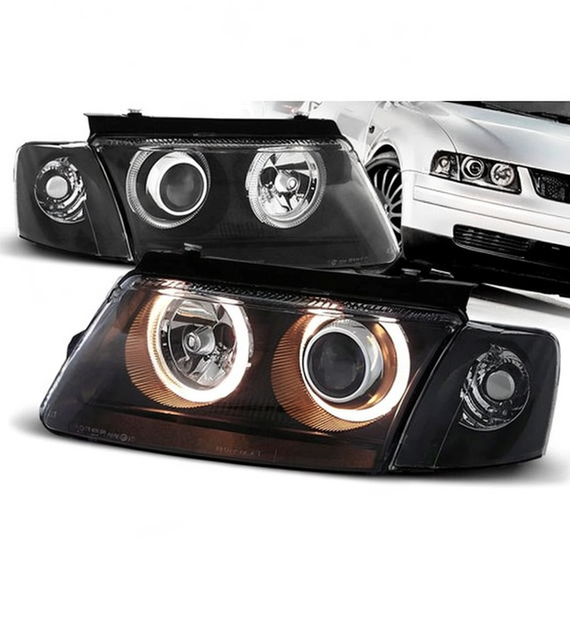 π Fari Anteriori Adatto per VW Passat B5 3B 96-00 Angel Eyes Neri π
