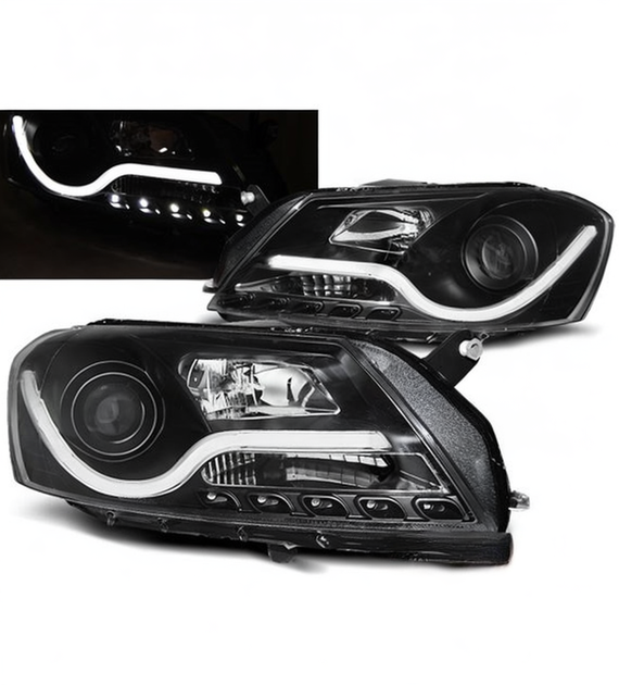 π Fari Anteriori Adatto per VW Passat B7 2010-2014 Tube Light LED Neri π