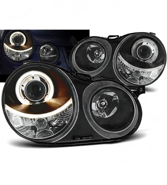 π Fari Anteriori Adatto per VW Polo 9N 2001-2005 Angel Eyes Neri π