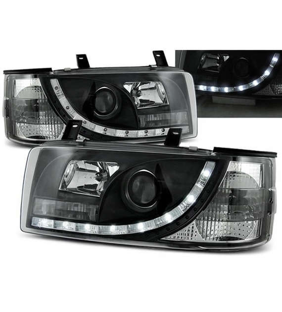π Fari Anteriori Adatto per VW T4 Transporter 1990-2003 Daylight LED Neri π