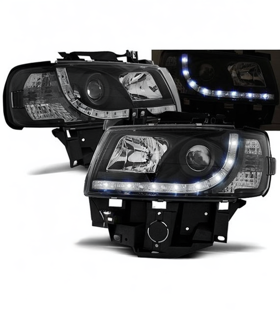 π Fari Anteriori Adatto per VW T4 Bus 1996-2003 Daylight LED Neri π