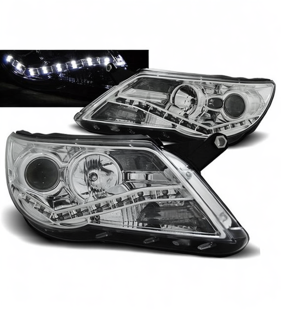 ๐ Fari Anteriori Adatto per VW Tiguan 2007-2011 Daylight LED Cromati ๐