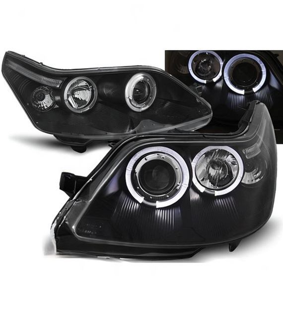 π Fari Anteriori Adatto per Citroen C4 2004-2010 Angel Eyes Neri π