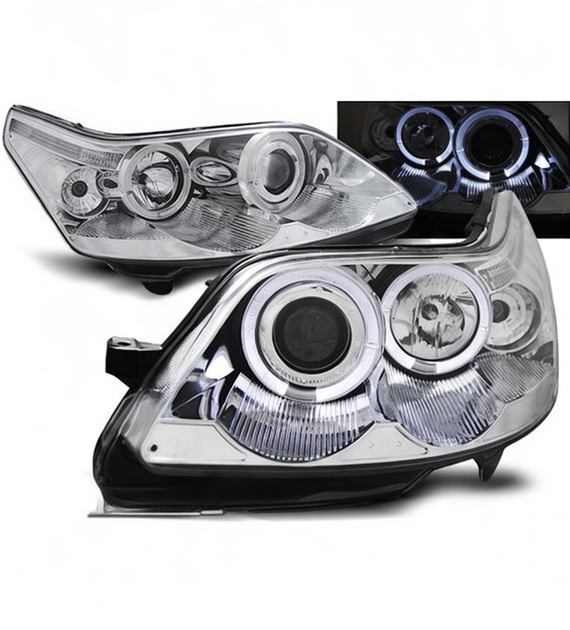 π Fari Anteriori Adatto per Citroen C4 2004-2010 Angel Eyes Cromati π