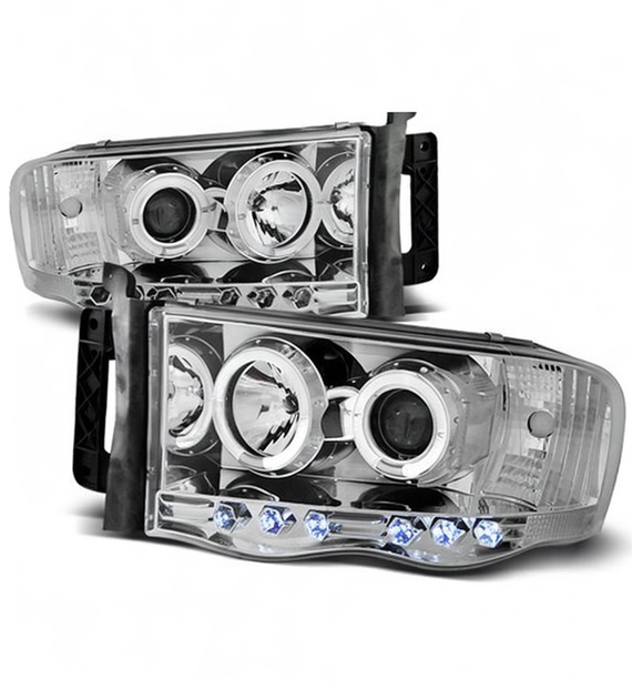π Fari Anteriori Adatto per Dodge RAM 2002-2006 Angel Eyes Cromati π