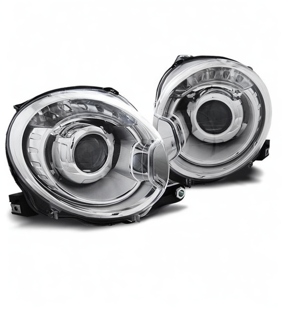 ๐ Fari Anteriori Adatto per Fiat 500 2007-2015 Projector Cromati ๐