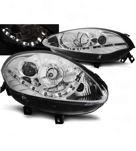 ๐ Fari Anteriori Adatto per Fiat Bravo II 07-15 Daylight LED Cromati ๐