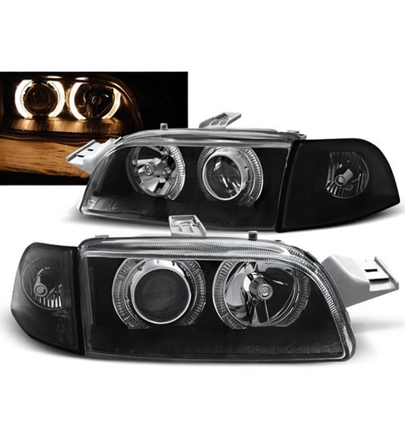 ๐ Fari Anteriori Adatto per Fiat Punto 1 1993-1999 Angel Eyes Neri ๐