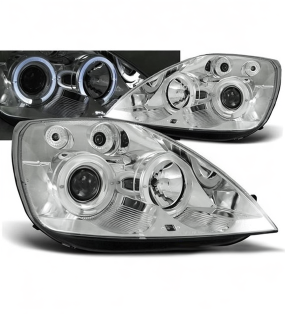 π Fari Anteriori Adatto per Ford Fiesta MK6 02-05 Angel Eyes Cromo π