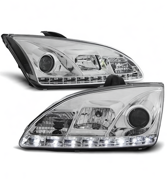 π Fari Anteriori Adatto per Ford Focus II 04-08 LED Cromo π