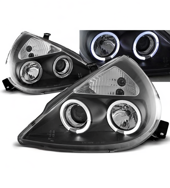 π Fari Anteriori Adatto per Ford KA 96-08 Angel Eyes Neri π