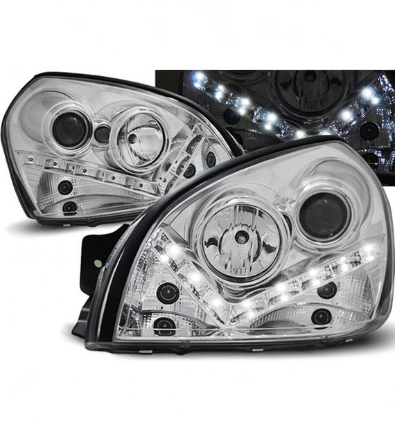 💕 Fari Anteriori Adatto per Hyundai Tucson 07-10 LED Daylight Cromati 💕