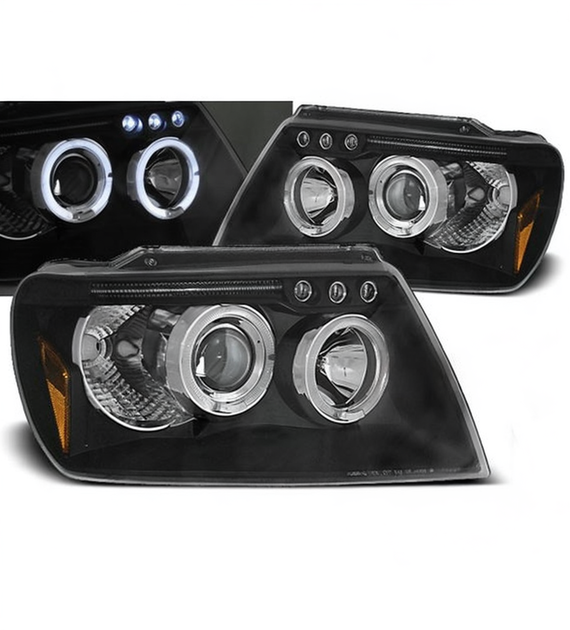 💕 Fari Anteriori Adatto per Jeep Grand Cherokee 99-05 Angel Eyes Neri 💕