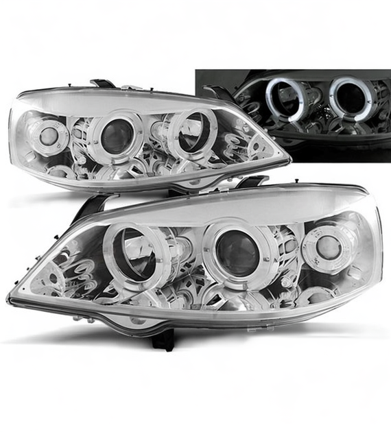💕 Fari Anteriori Adatti per Opel Astra G 97-04 Angel Eyes Cromati 💕