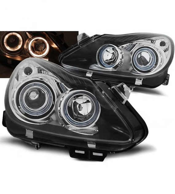 💕 Fari Anteriori Adatti per Opel Corsa D 06-11 Angel Eyes Neri 💕