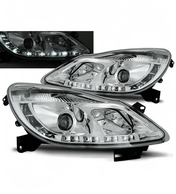 💕 Fari Anteriori Adatti per Opel Corsa D 06-11 LED Daylight Cromati 💕