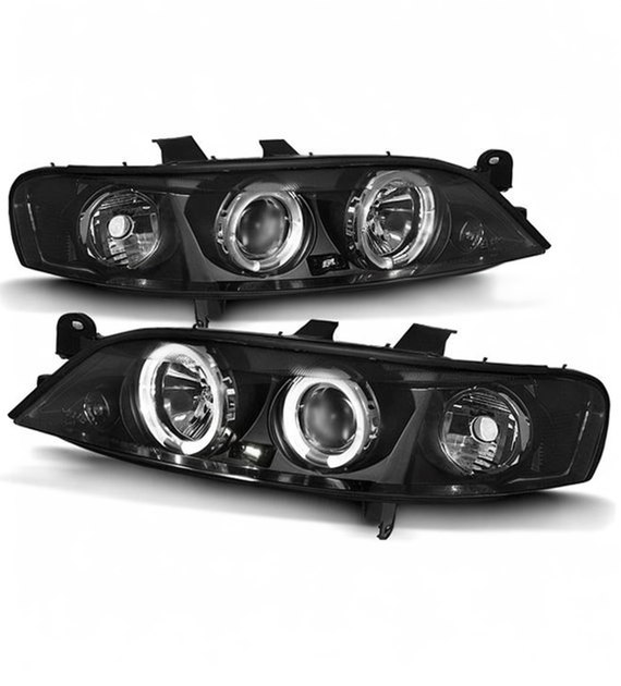 💕 Fari Anteriori Adatti per Opel Vectra B 99-03 Angel Eyes Neri 💕