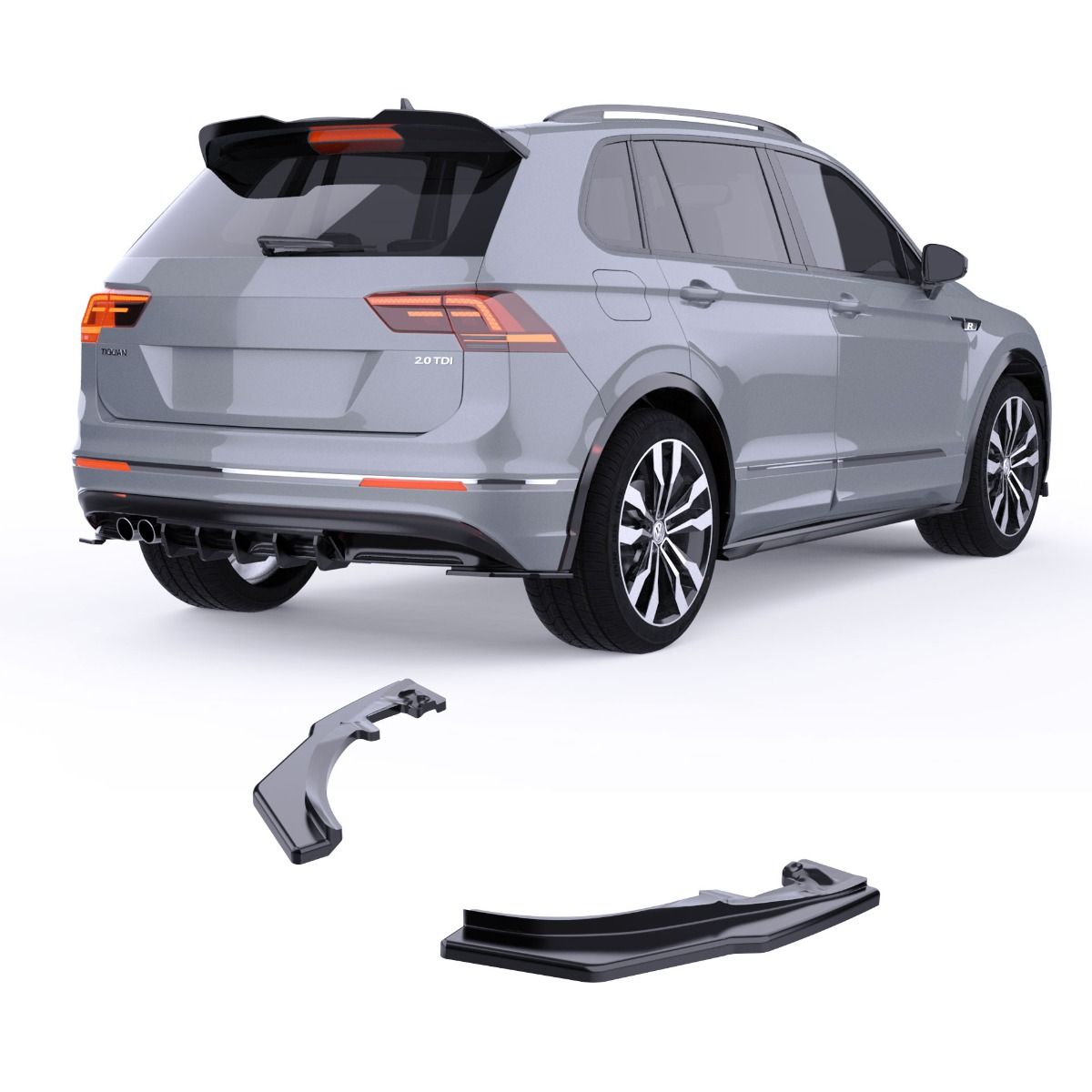 2425 ⭐Splitter laterale diffusore adatto per Volkswagen Tiguan Mk2 R‑Line 15–20⭐