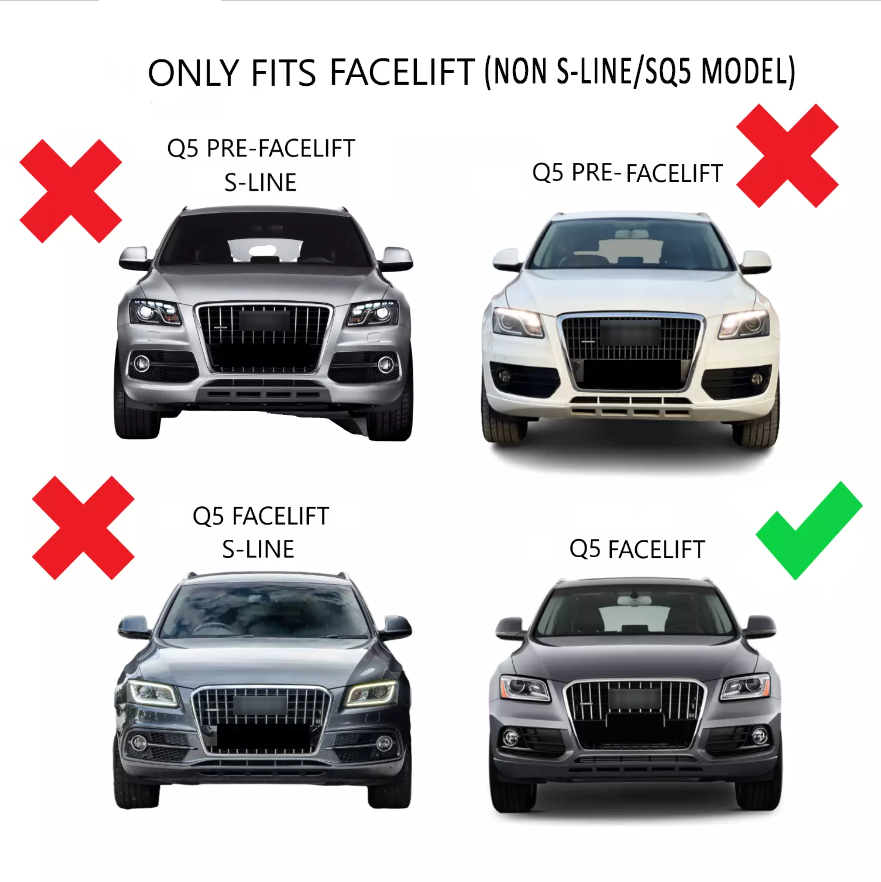 🔝GRIGLIA FENDINEBBIA ANTERIORE ADATTO PER AUDI Q5 FACELIFT 13-16 COPPIA STANDARD