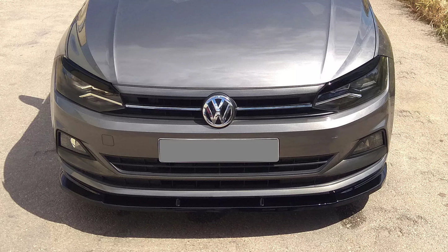 🔥FRONT SPLITTER SUITABLE FOR VW POLO MK6 (2017-2021) GLOSSY BLACK ABS🔥