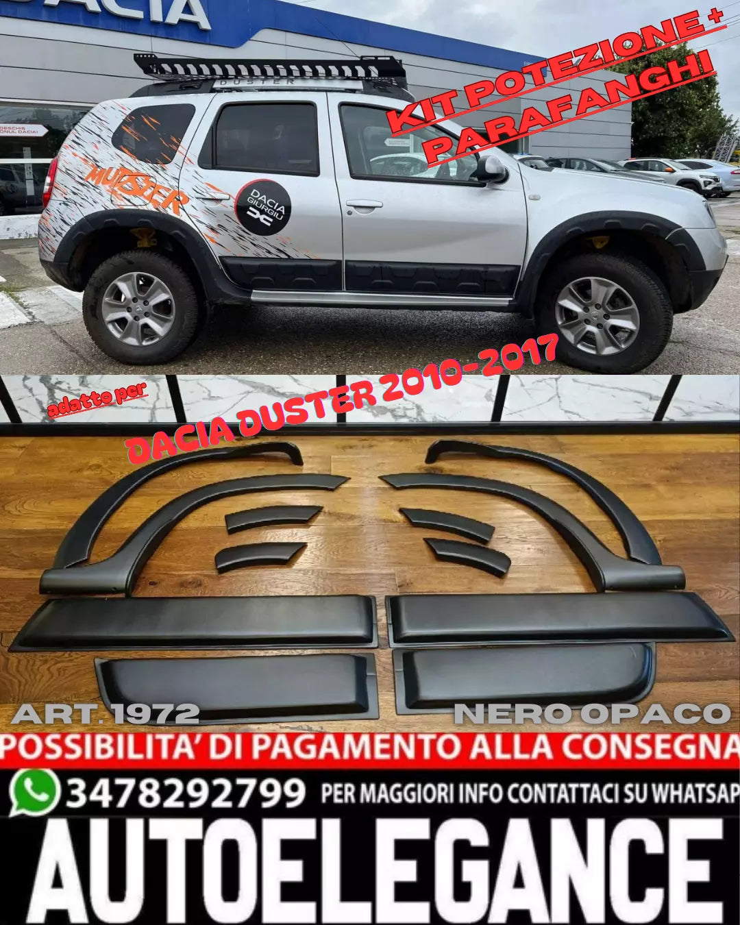 1972 🔥PROTECTION KIT + FENDER SUITABLE FOR DACIA DUSTER 2010-2017 MATTE🔥 BLACK