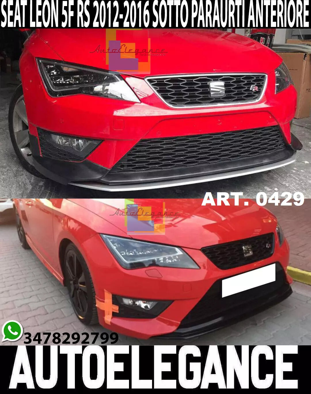 Spoiler anteriore per sella Leon 5F Fr 2012-2016 ABS Look Tuning