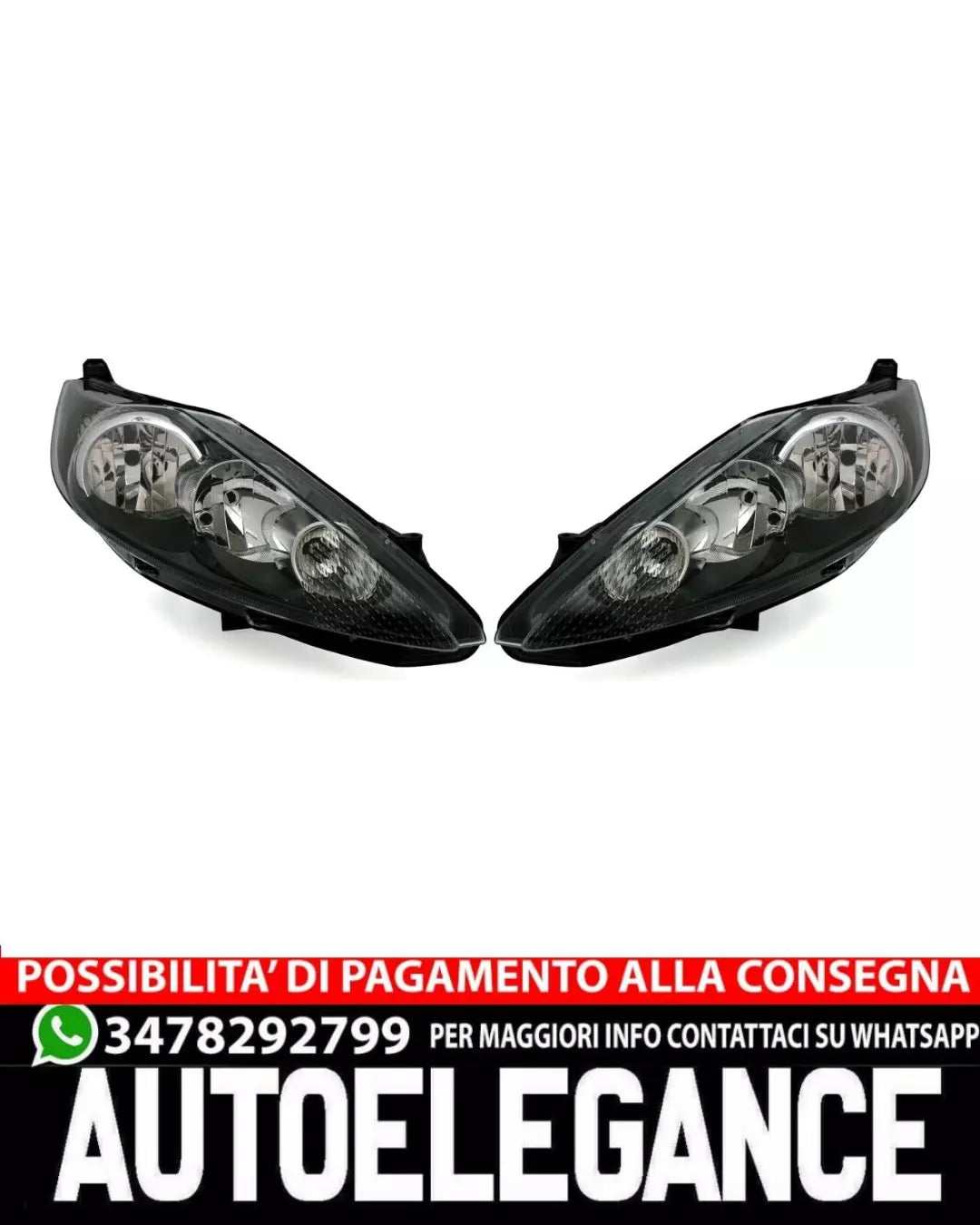 Fari anteriori adatti per Ford Fiesta MK7 nero + motore LWR