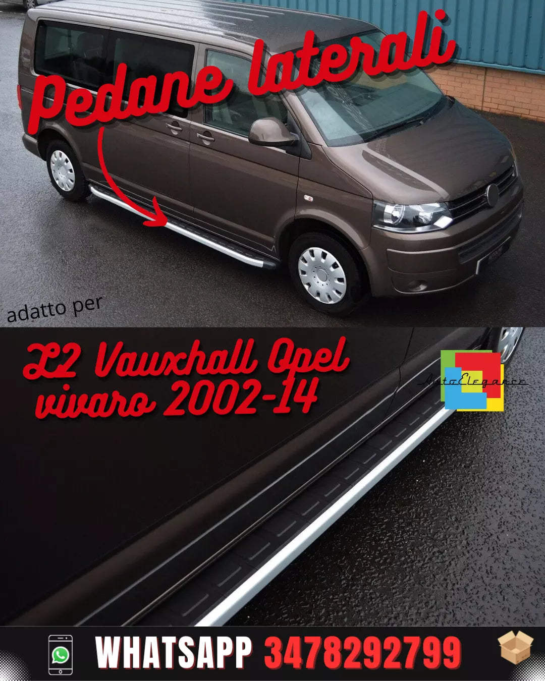 Alluminio Pedane Laterali Barre Predellini Per L2 Vauxhall Opel vivaro 2002-2014