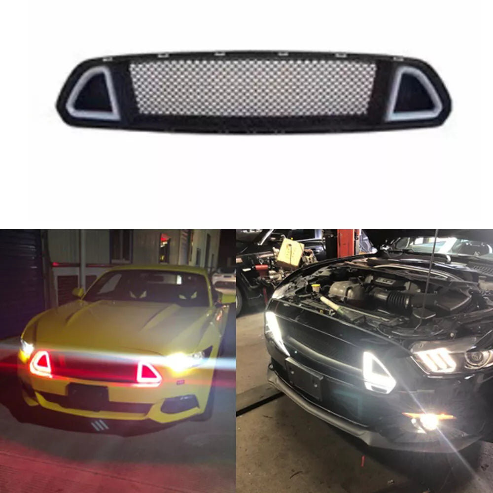 🔥Mustang 15-17 Bianco LED Griglia Raccordo Corsa Radiatore Illuminazione🔥