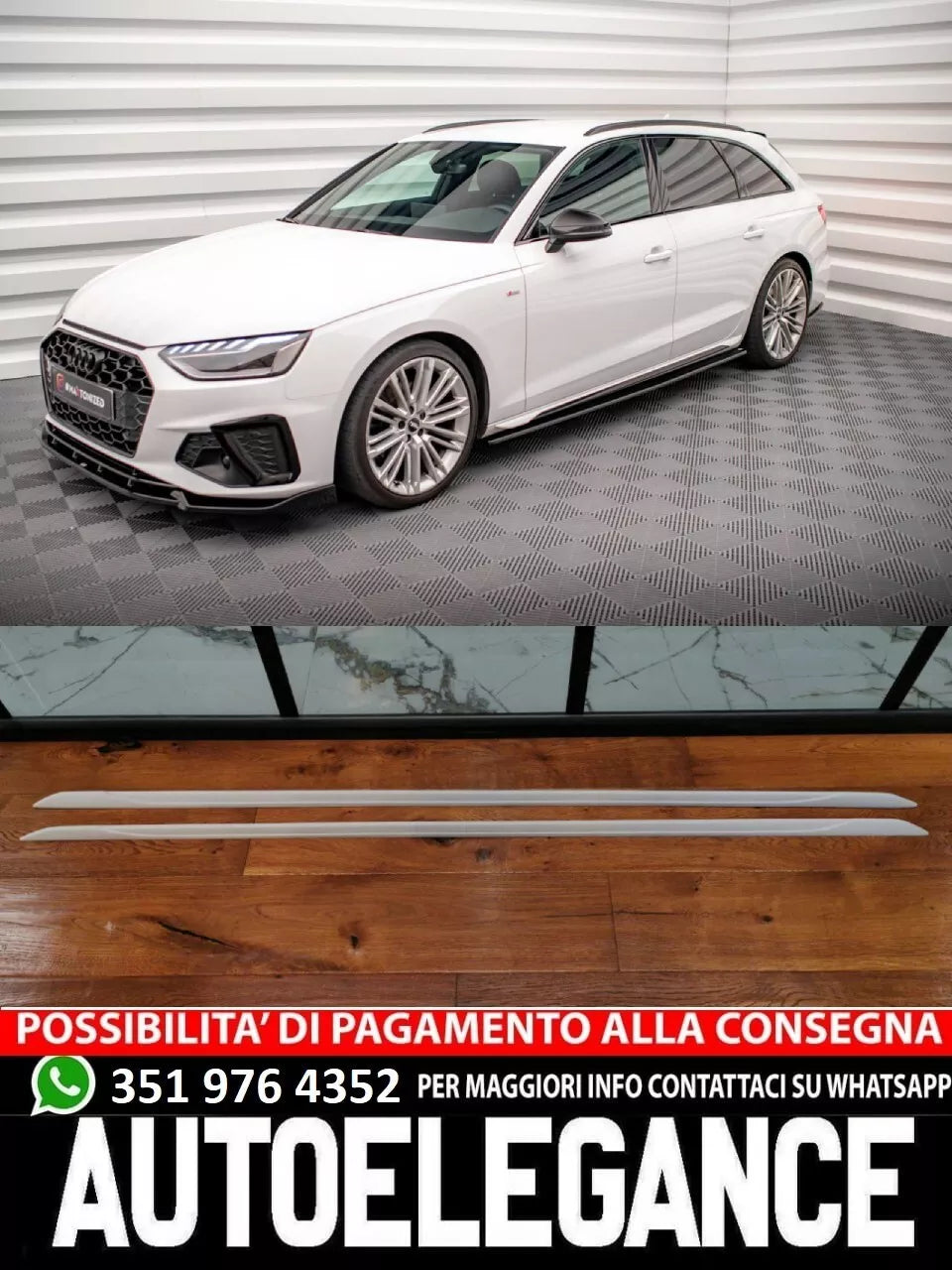 1605 SOGLIA LATERALE ADATTA PER AUDI A4 B9 8W AVANT BERLINA SLINE S4 RAW LOOK