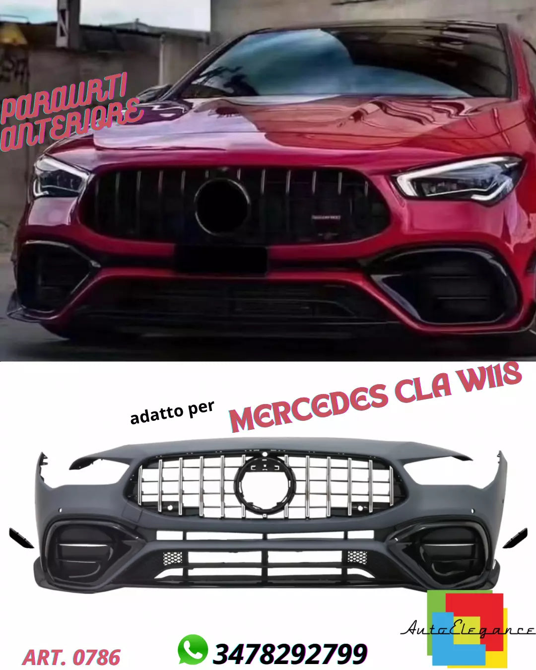 Paraurti anterioree adatto per Mercedes Cla W118 Look Cla 45 Design Sport