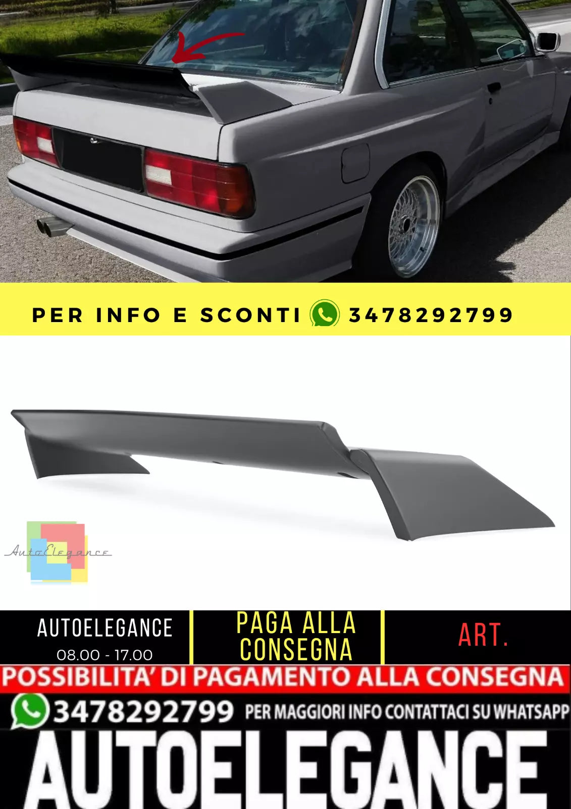 Rear Spoiler Spoiler Evo Sport ABS Suitable for BMW 3 Series E30 82-93