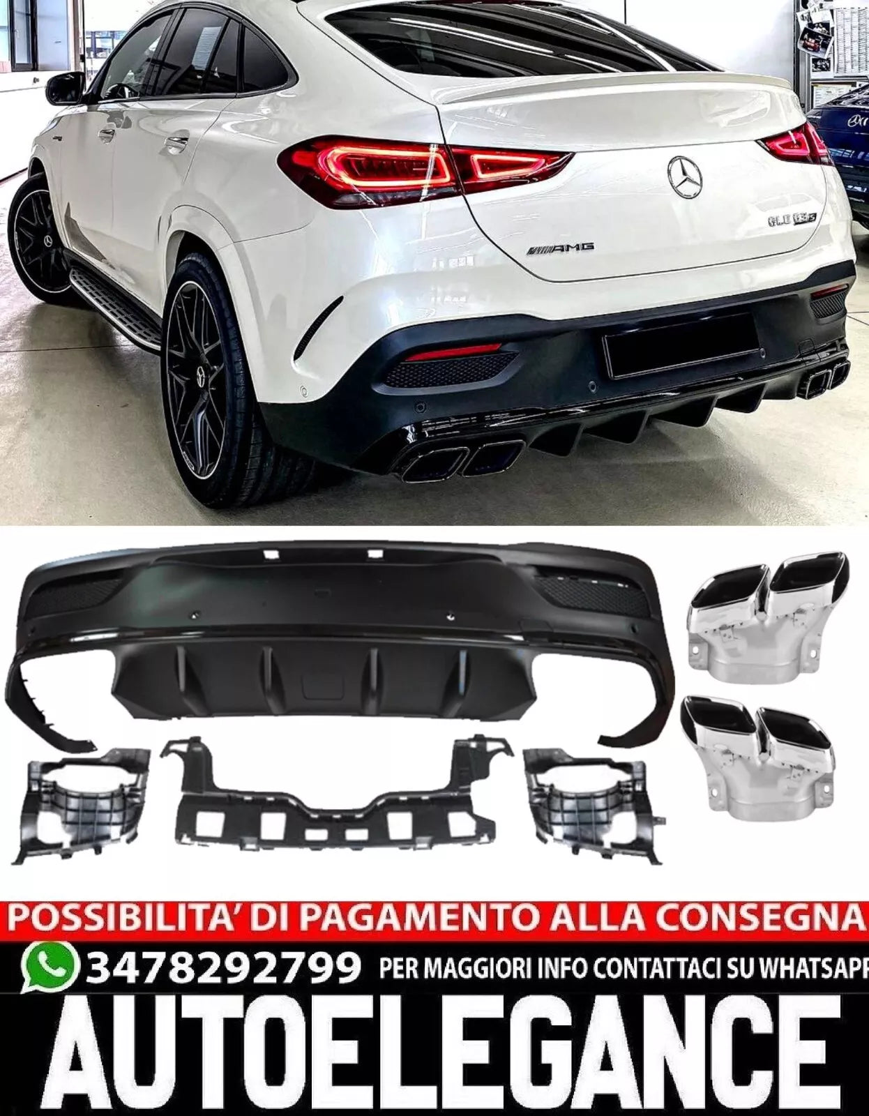 Diffusore + Connettori Cromati Adatto per Mercedes W167 C167 Gle Coupe Look