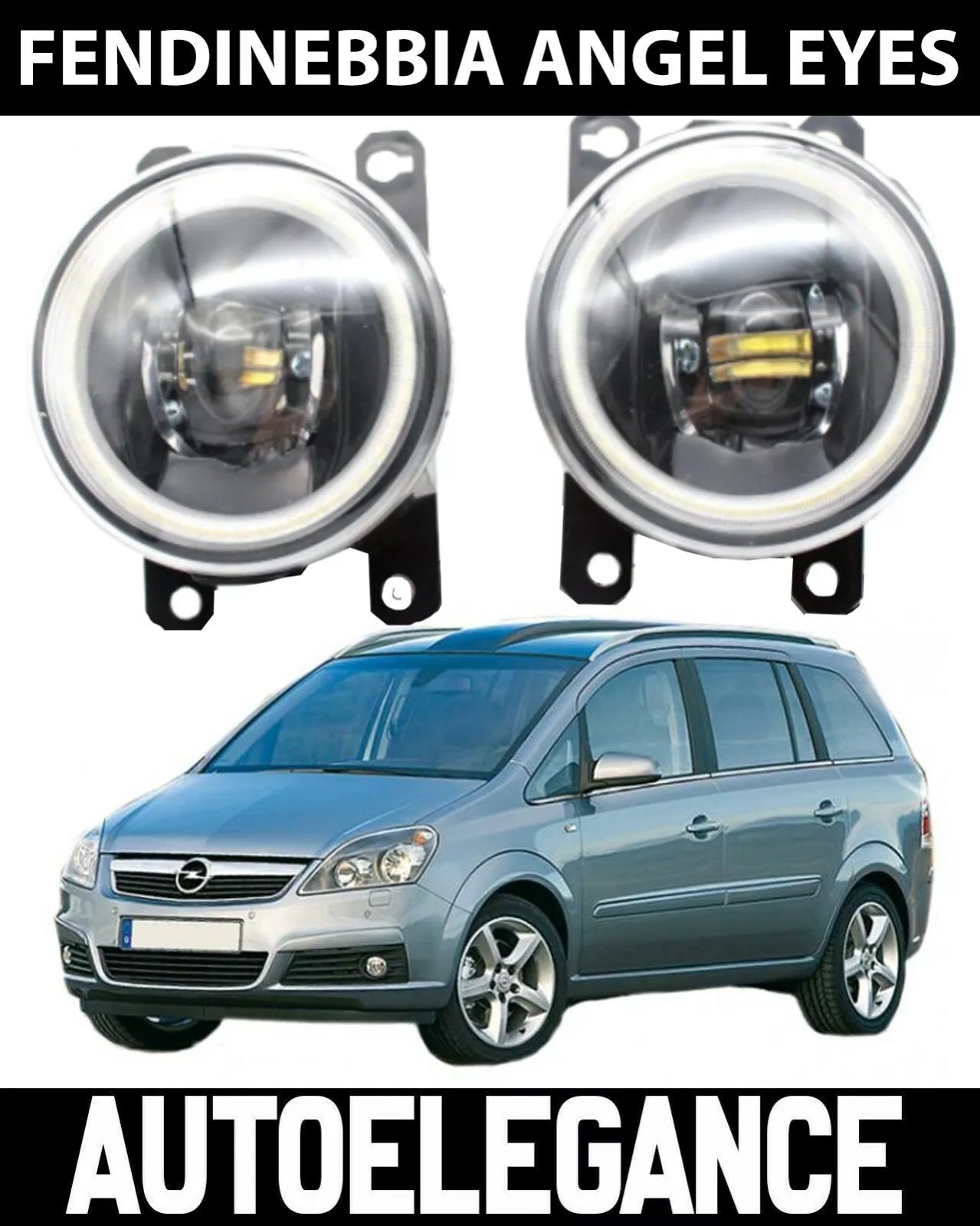 OPEL ZAFIRA B 2005-2011 FARETTI FENDINEBBIA LED CREE 8000LM BIANCO ANGEL EYES