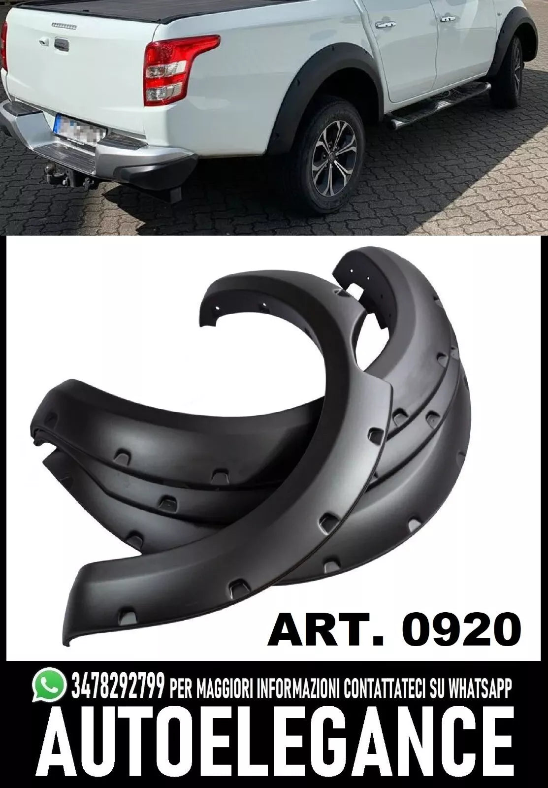 Parafanghi allungati per Mitsubishi L200 Triton Look Sport ABS opaco ruvido