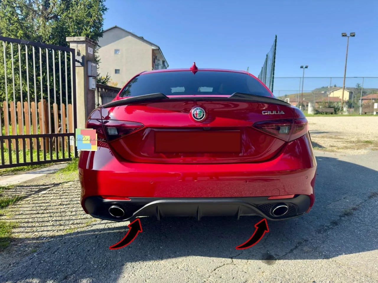 0222⭐SOTTO PARAURTI ALFA ROMEO GIULIA DIFFUSORE CON TERMINALI SINGOLI ABS⭐