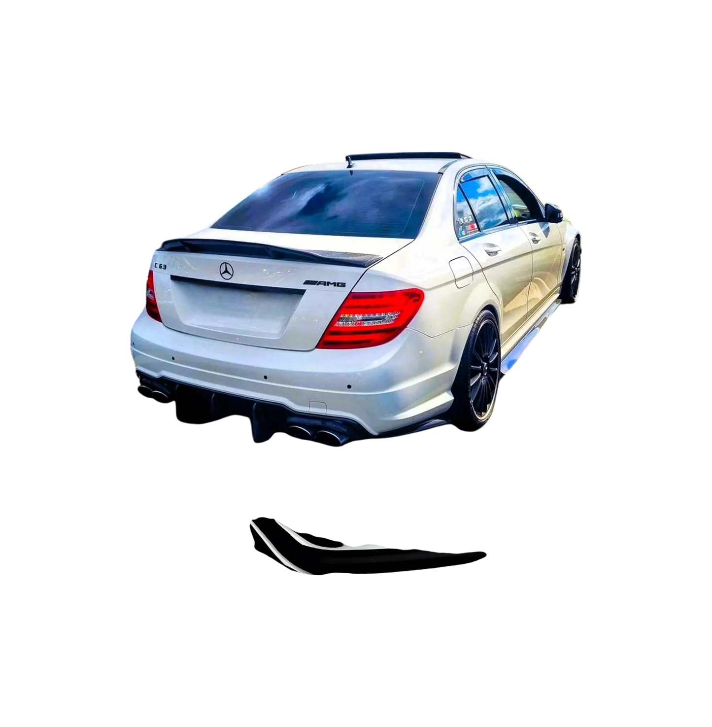 💕 Spoiler Ducktail High Kick Nero Lucido Mercedes Classe C W204 2007–2014 💕