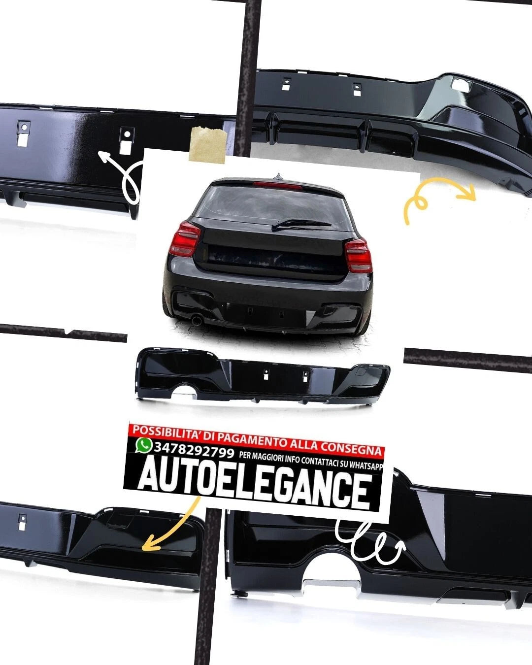 Diffusore posteriore nero lucido per serie 1 BMW F20 F21 114 116 118 120 11-15