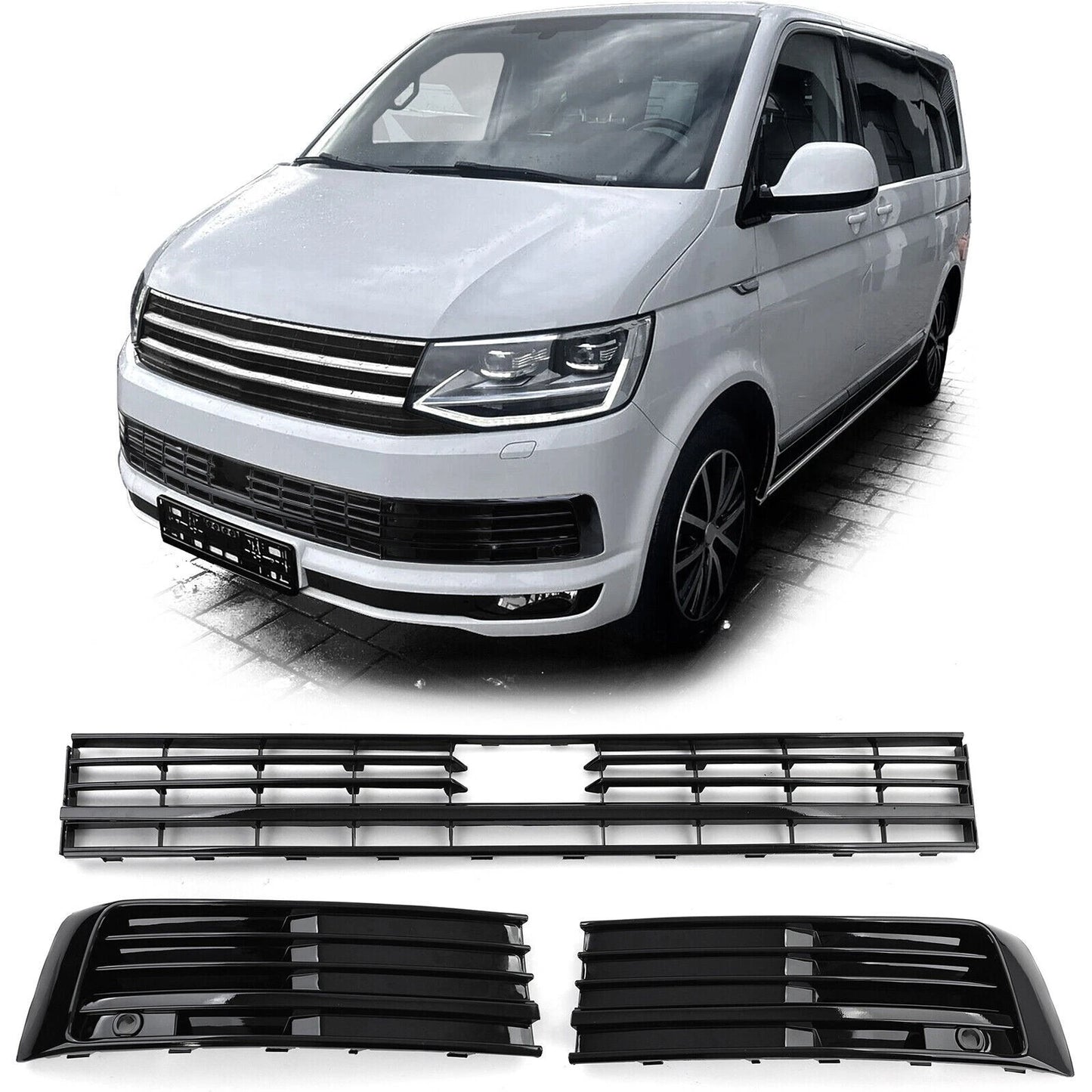 Paraurti griglia radiatore nero lucido per VW T6 Multivan con ACC 15-19