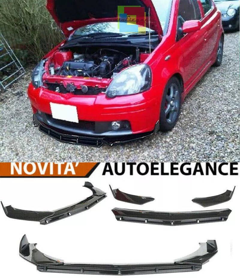 TOYOTA YARIS MK1 SPLITTER PARAURTI ANTERIORE NERO LUCIDO LOOK RS - 3P -