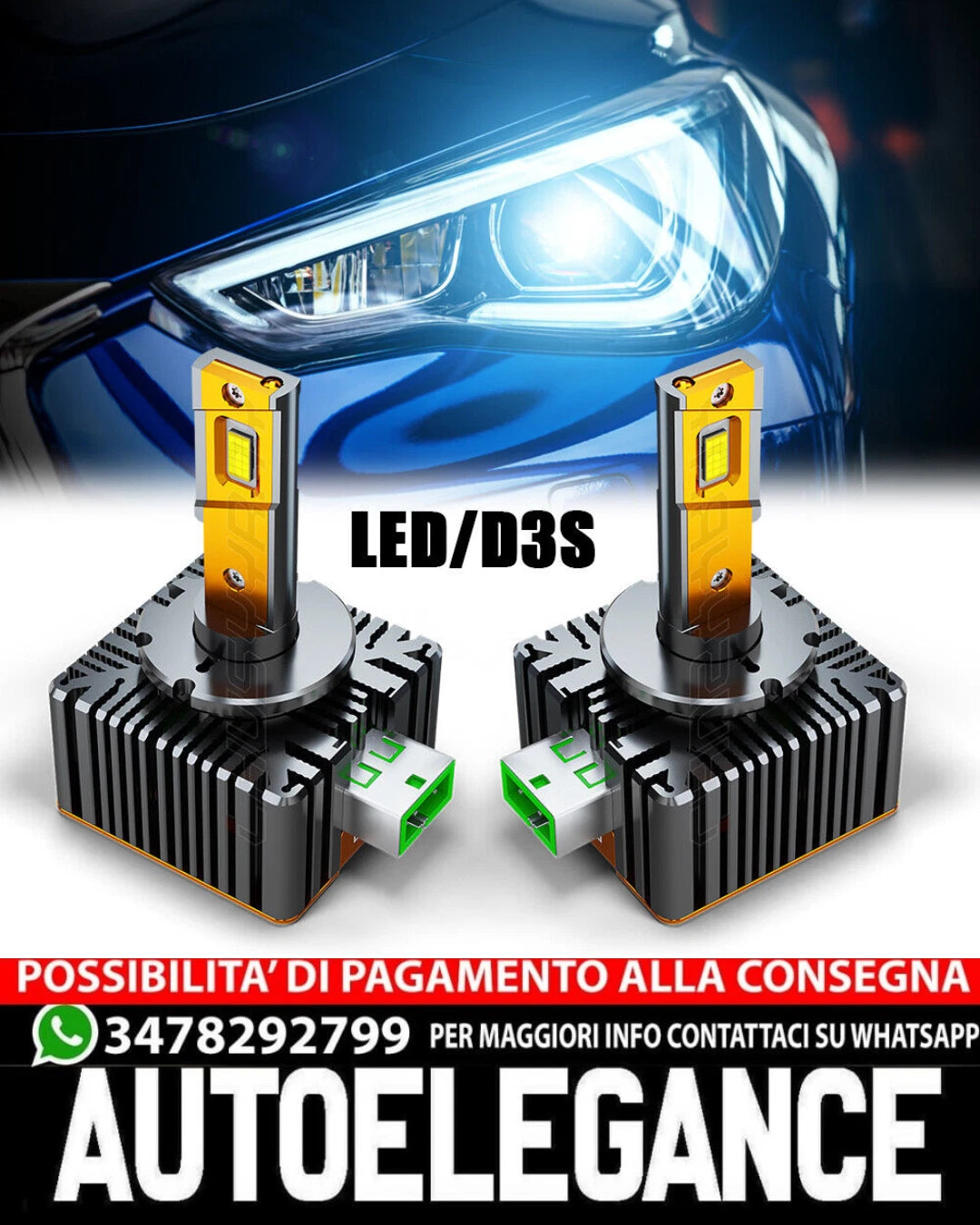 Lampadine per fari a LED adatti per Ford Mustang 2010-2017 Anabbaglianti 6000K
