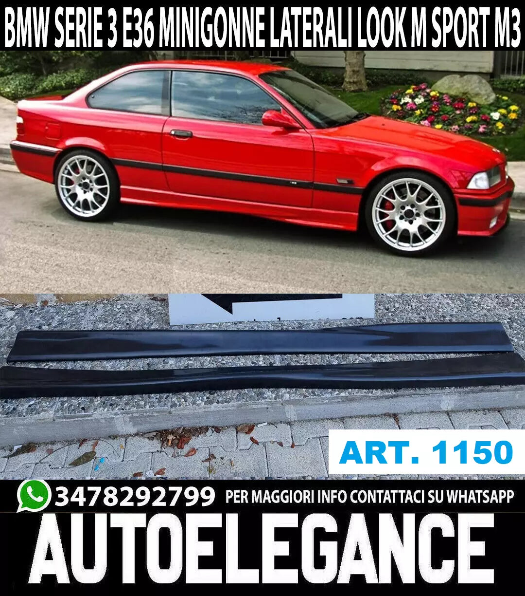 MINIGONNE PER BMW SERIE 3 E36 1990-2000 COUPE CABRIO BERLINA LOOK MSPORT