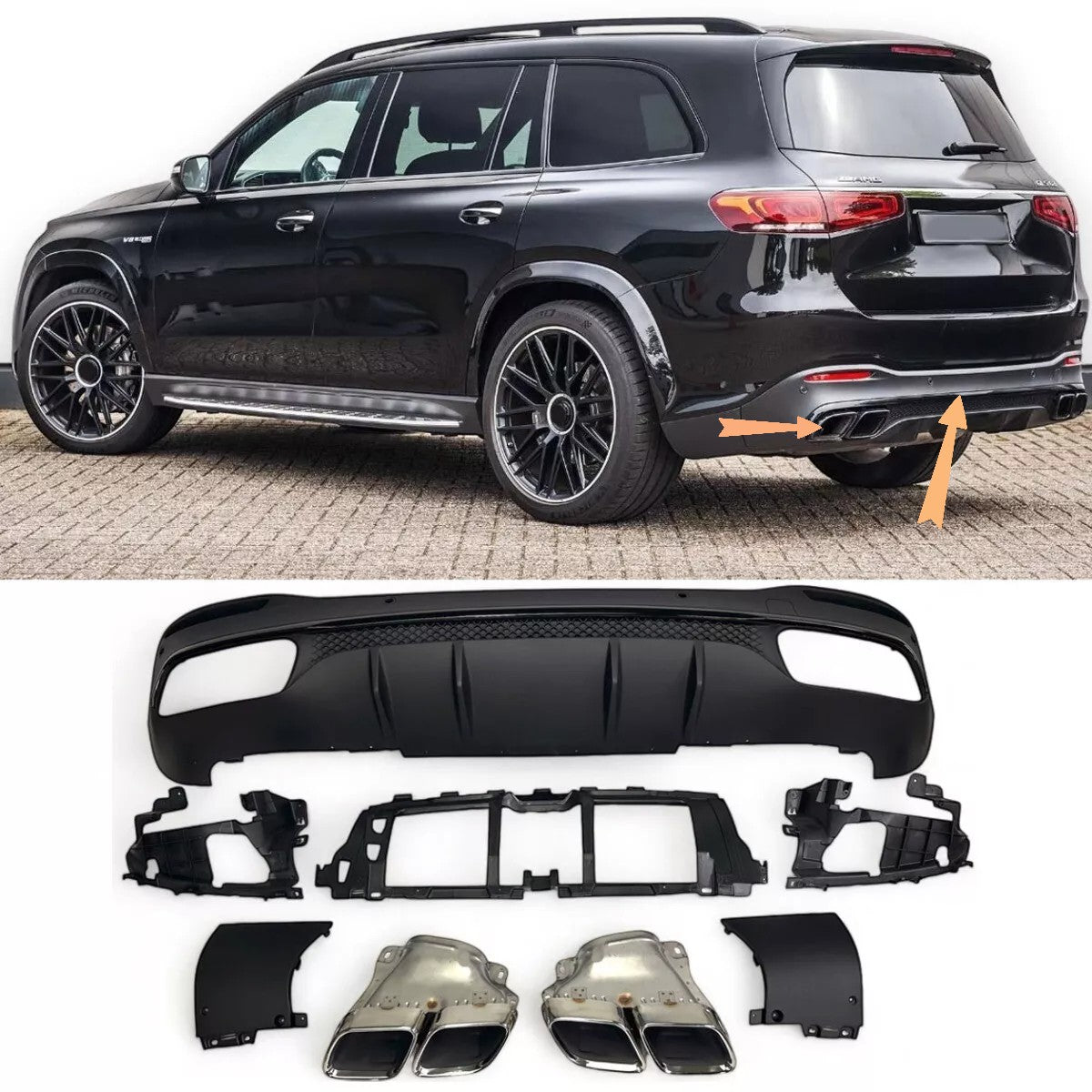 ⭐Diffuser + exhaust tips SUITABLE FOR Mercedes W167 GLS⭐