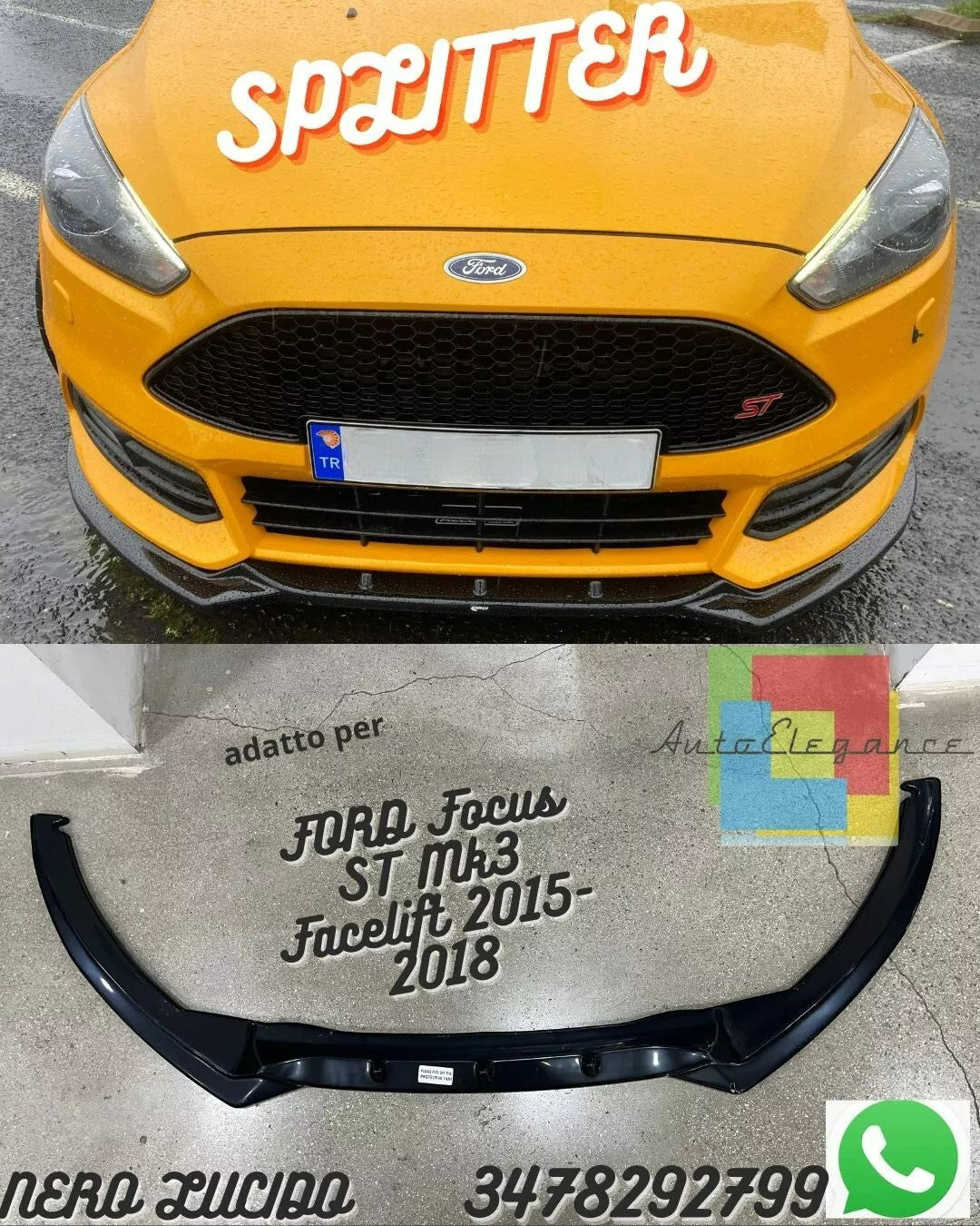 ✨Front Splitter FORD Focus ST Mk3 Facelift 2015-2018 With ABE✨