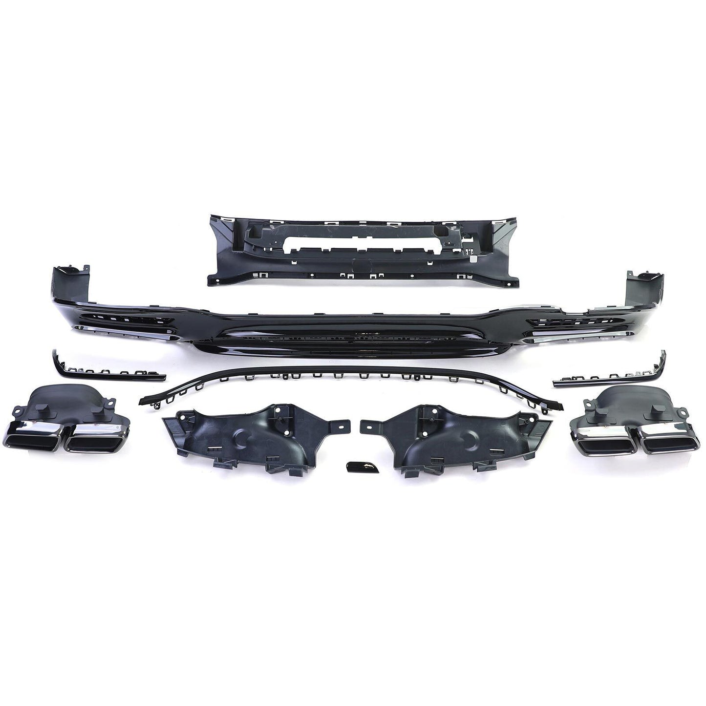 Diffusore posteriore sportivo con doppi terminali di scarico nero compatibile per Mercedes Classe S W222 17-20
