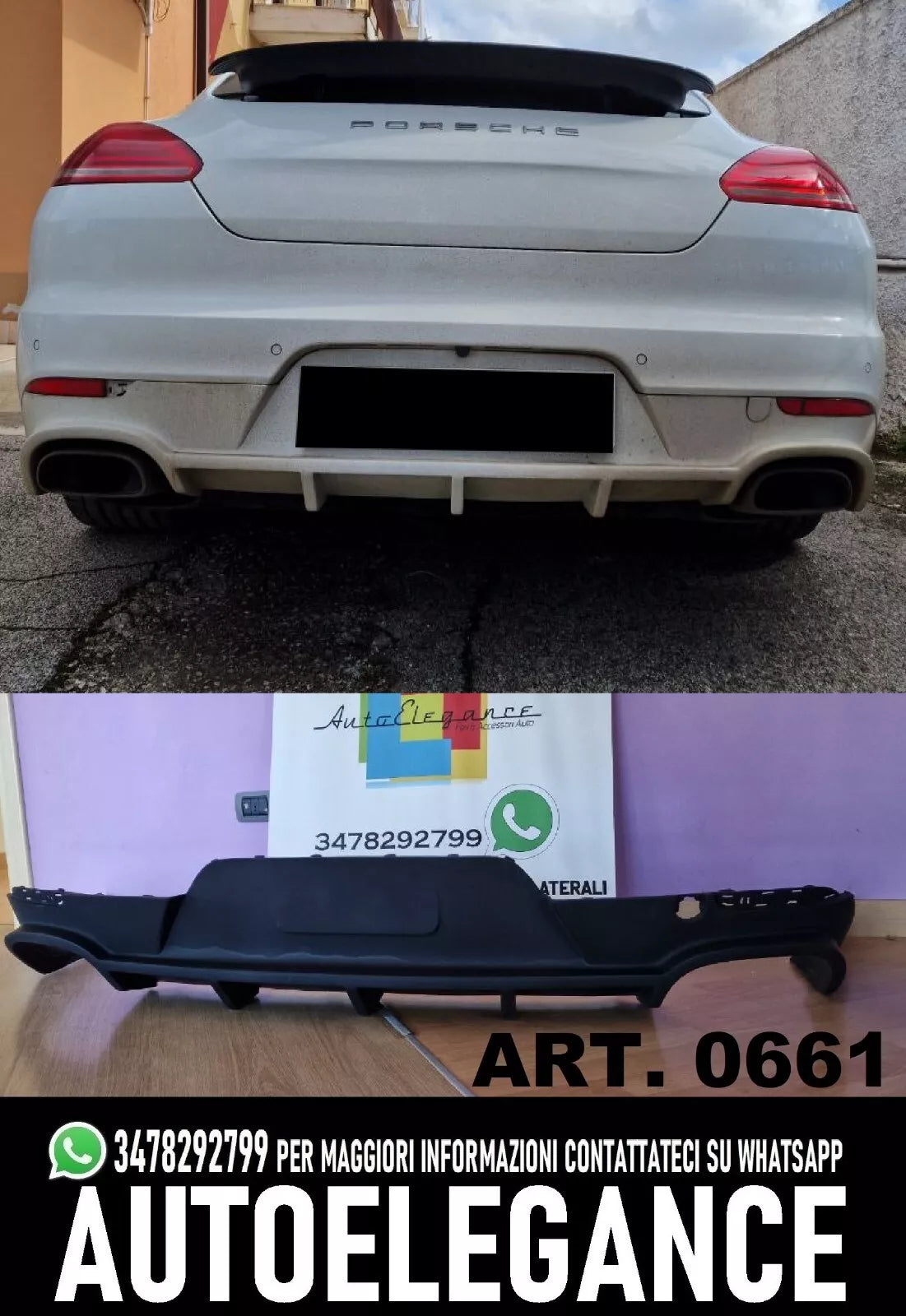 DIFFUSORE POSTERIORE PER PORSCHE PANAMERA 970 2009-2016 LOOK GTS GREZZO 0661