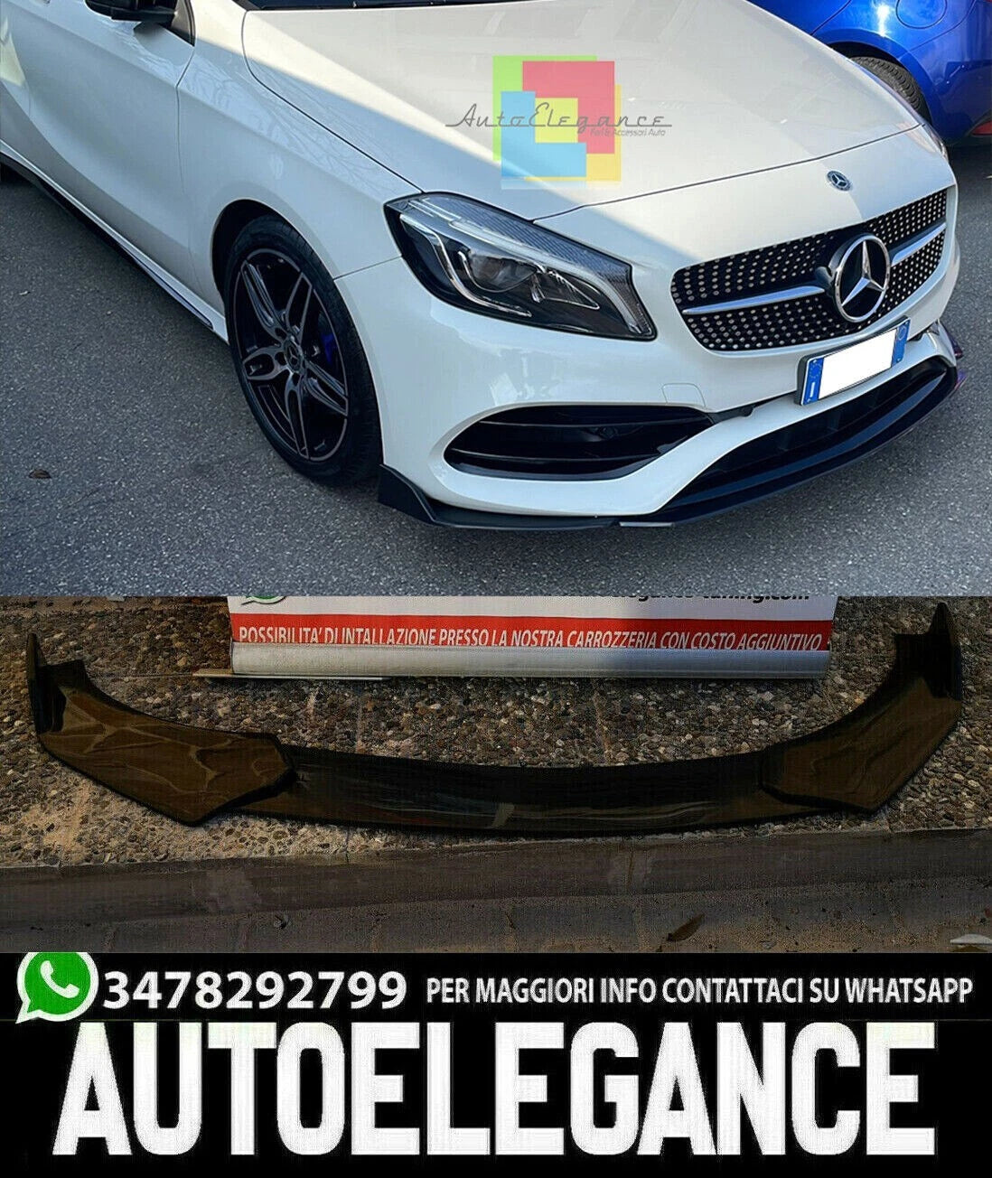 BAJO PARACHOQUES PARA MERCEDES CLASE A W176 SPOILER DELANTERO SPLITTER ABS .-
